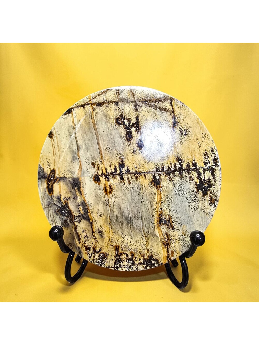 A102. Picture Jasper Natural Crystal Coasters Plate Set (2)